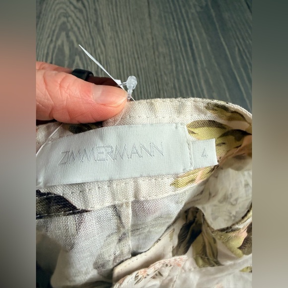 Zimmermann Golden Floral Print Belted Long Sleeve Linen Romper Size 4 - Picture 8 of 11